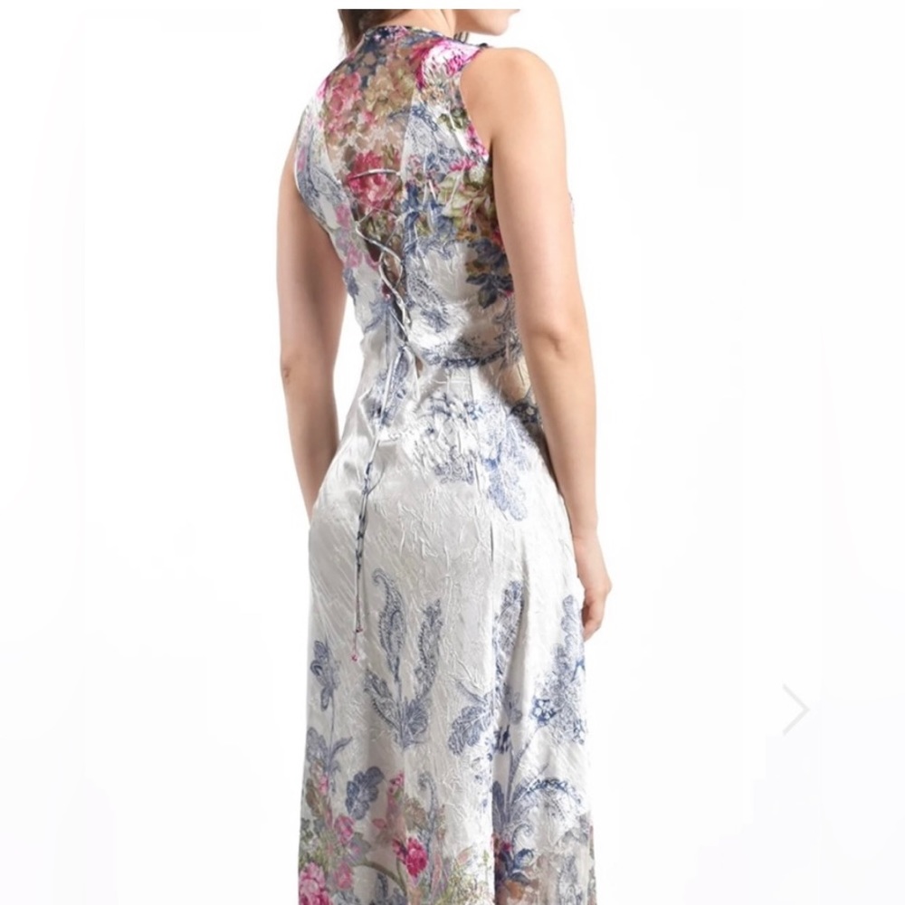 .KOMAROV Floral Lace up Sleeveless Maxi Dress S
